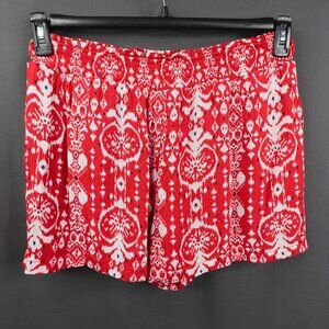 Knox Womens Shorts Large Red Crinkle Coastal Cool Flowy Indie Coquette Boho